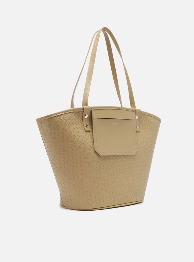Bolsa Shopping Bege Tressê Grande Bolso Frontal