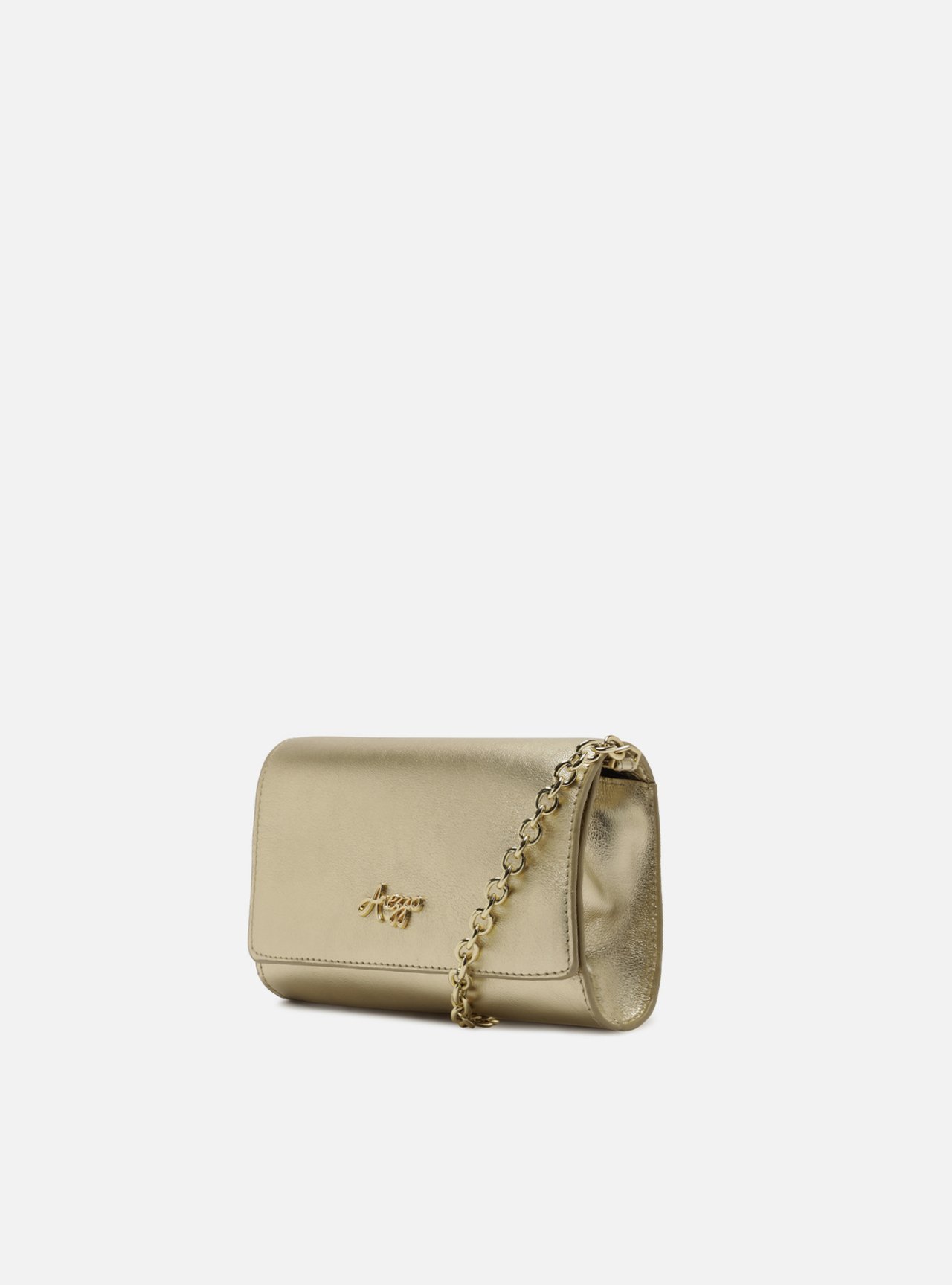 Bolsa Tiracolo Dourada Couro Pequena Logo — foto 2