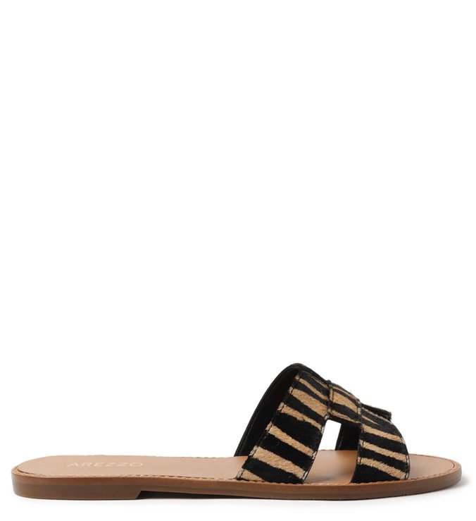 Rasteira Animal Print Pelo Slide Zebra