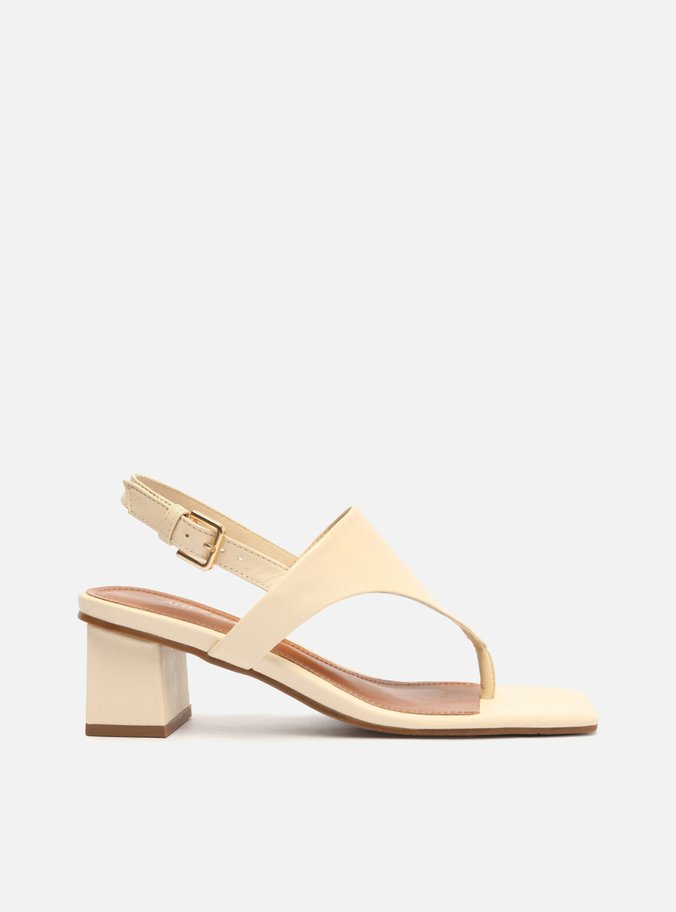 Sandália Off-White Bloco Bico Quadrado Tira