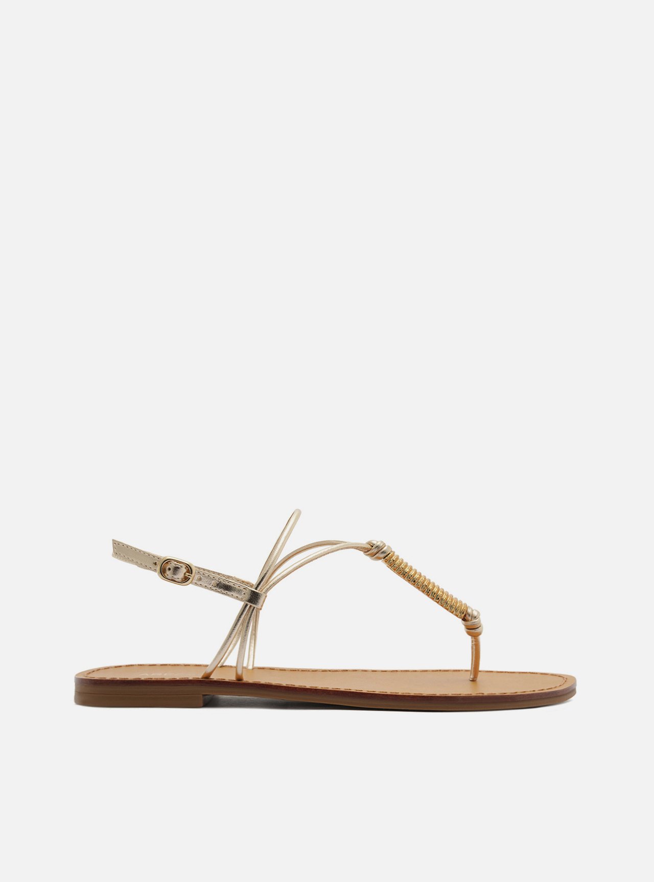 Sandália Rasteira Dourada Slim Metal Mola — foto 1