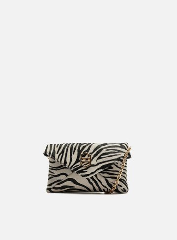 Arezzo — Bolsa Tiracolo Animal Print Couro Pequena Corrente