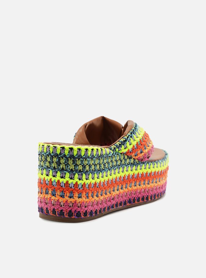 Sandália Colorida Crochê Plataforma Flip Flop