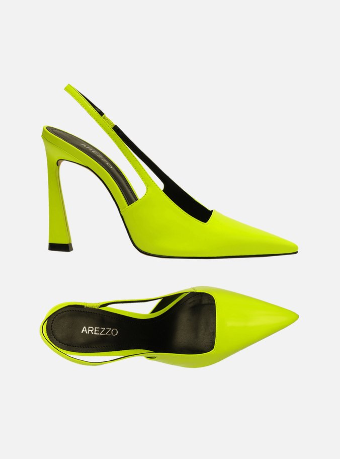 Scarpin Verde Verniz Bico Fino Slingback Kaia