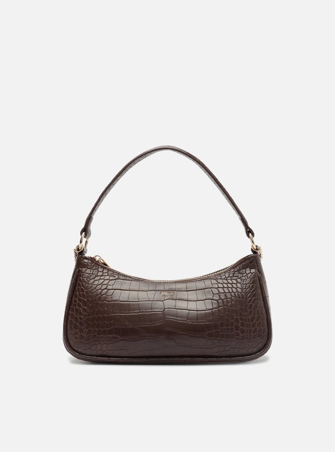 Bolsa Tiracolo Preta Pequena Croco Alça Corrente