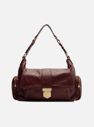 Bolsa Hobo Vermelha Couro Grande Bolsos