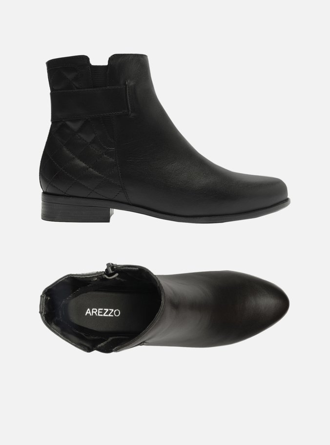 Bota Preta Couro Cano Curto Matelassê