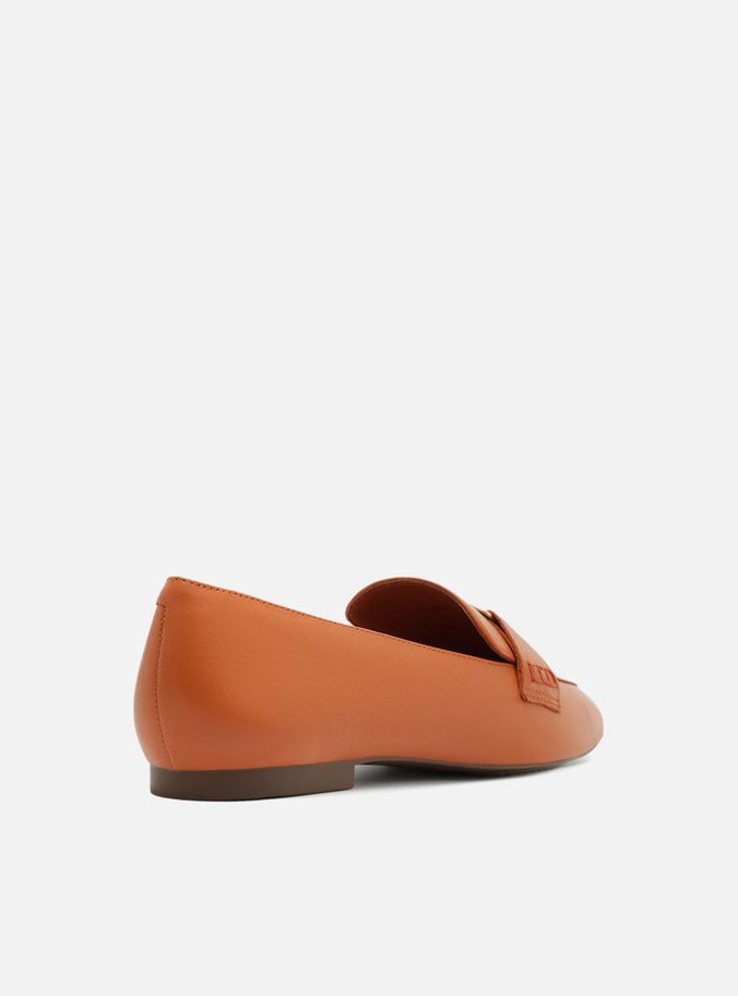 Mocassim Laranja Bico Quadrado