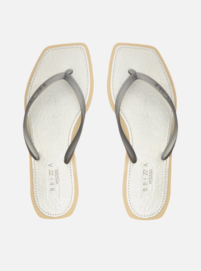 Chinelo de Dedo Prata Recouro Metal Square