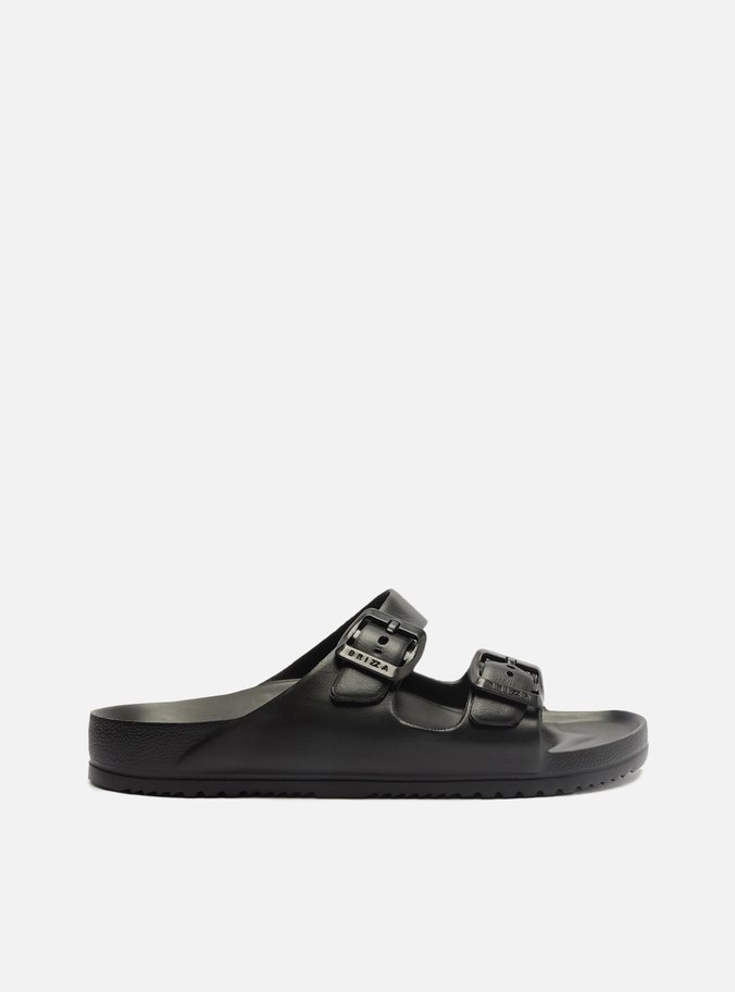 Slide Preto Flatform Tiras Brizza
