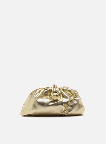 Arezzo — Bolsa Clutch Dourada Couro Média Corrente