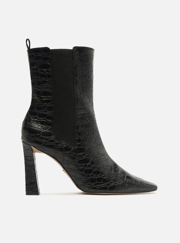 Bota Preta Cano Médio Salto Alto Bloco
