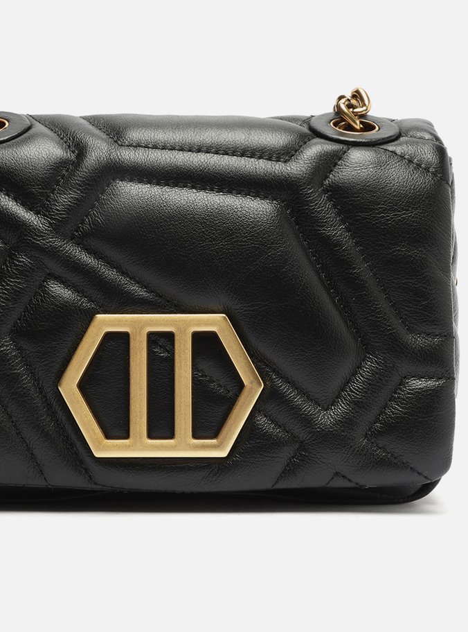 Bolsa Tiracolo Preta Couro Emma Sporty Média