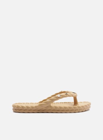 Arezzo — Chinelo de Dedo Nude Plataforma Metais Brizza