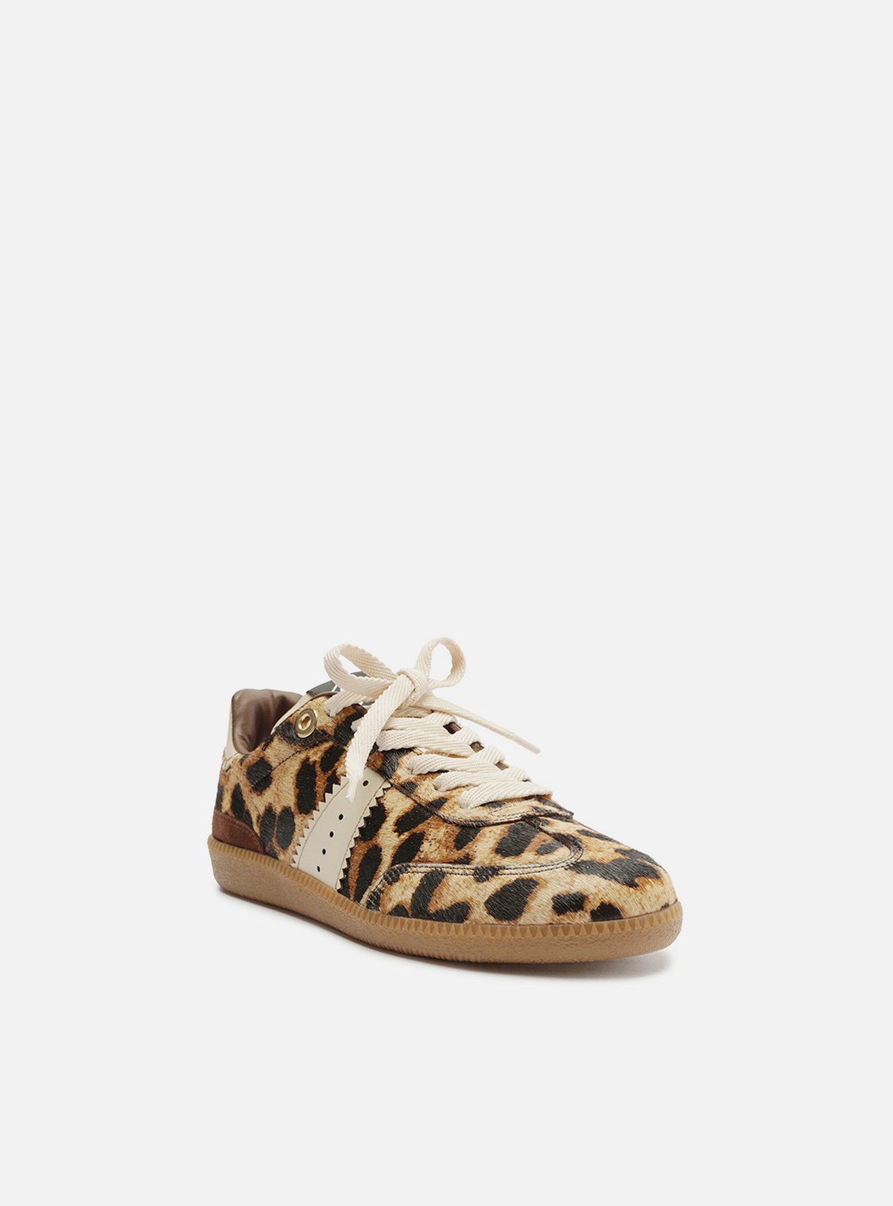 Tênis Animal Print Amarração Retrô Bege — foto 2