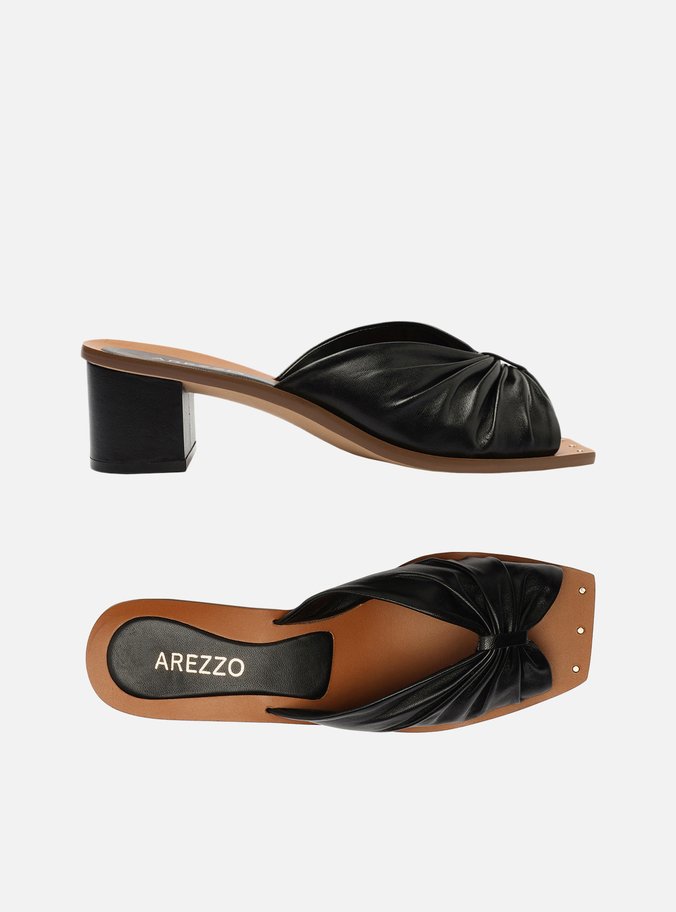 Mule Preto Bloco Drapeada