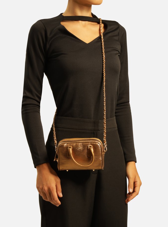 Bolsa Tiracolo Bronze Couro Lívia