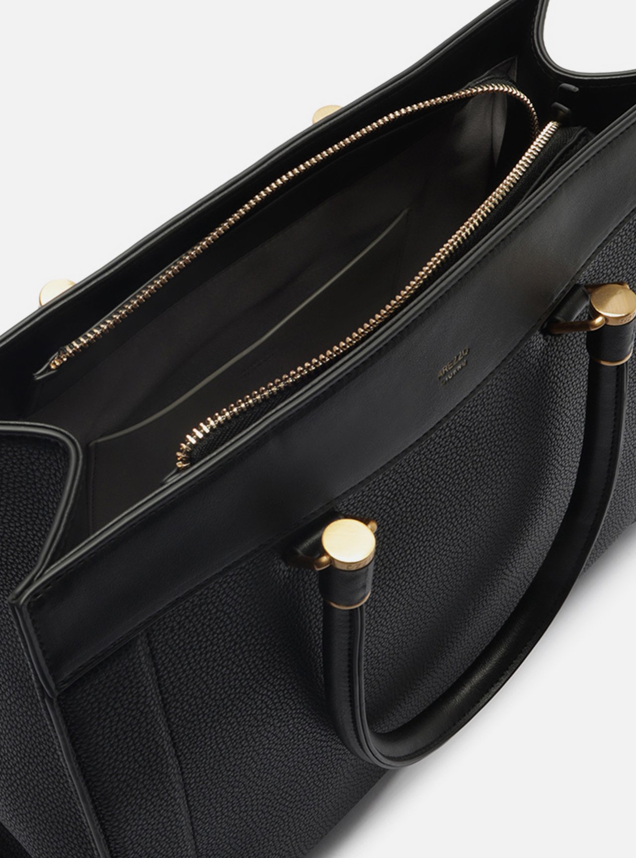 Bolsa Tote Preta Média Metais Dourados — foto 4