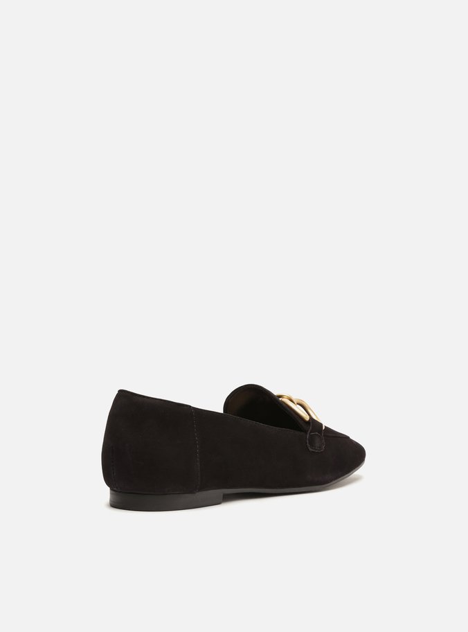 Mocassim Preto Nobuck Bico Quadrado Elos