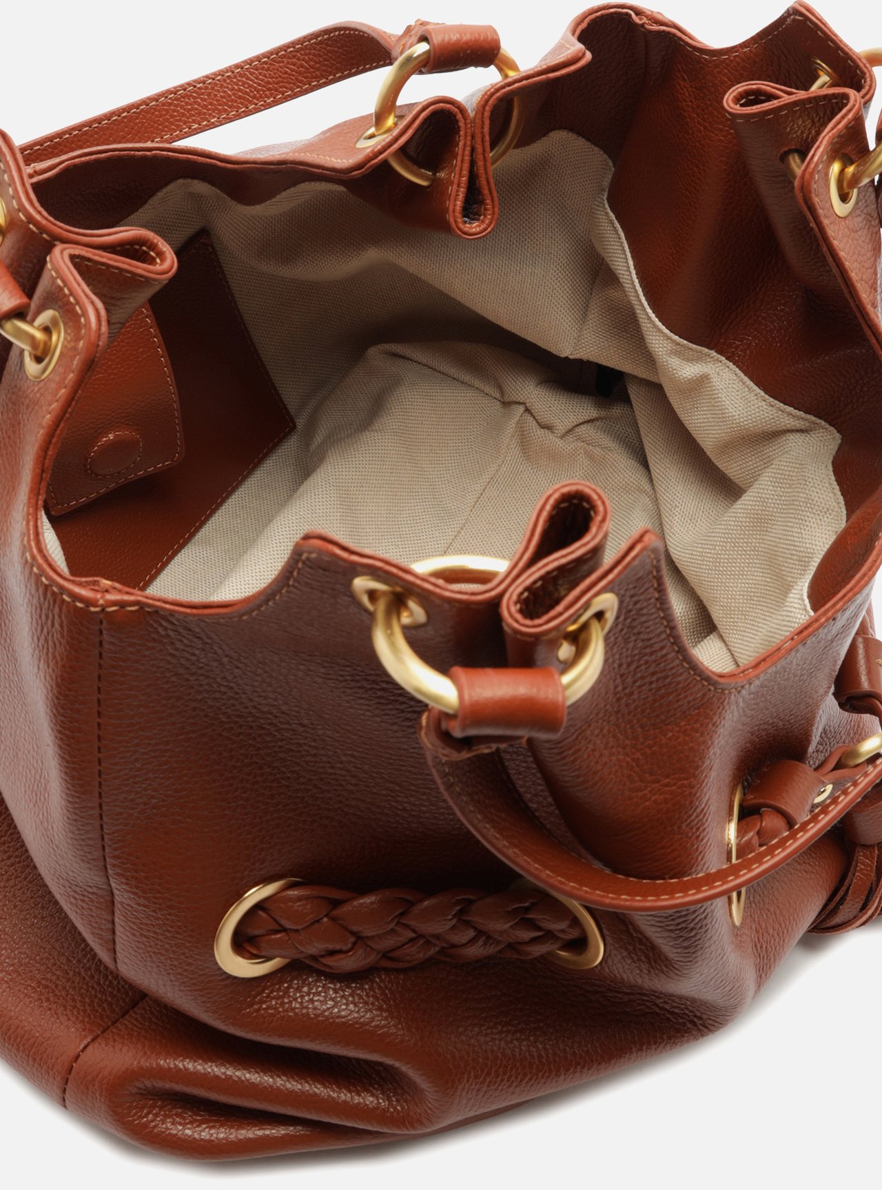 Bolsa Hobo Marrom Couro Grande Barbicacho — foto 4
