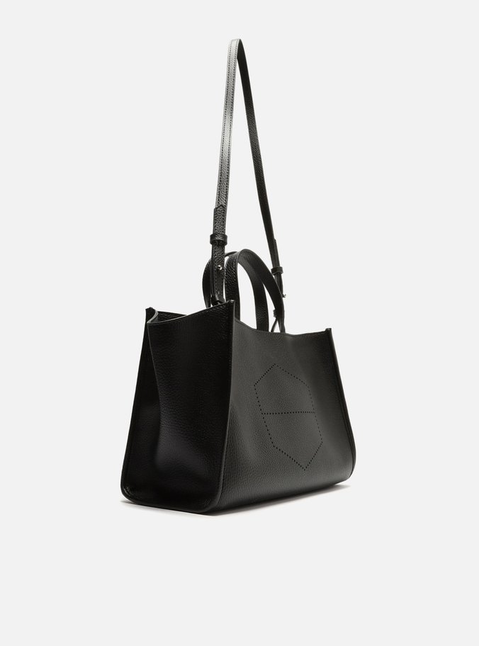Bolsa Tote Preta Grande Logo Perfurado