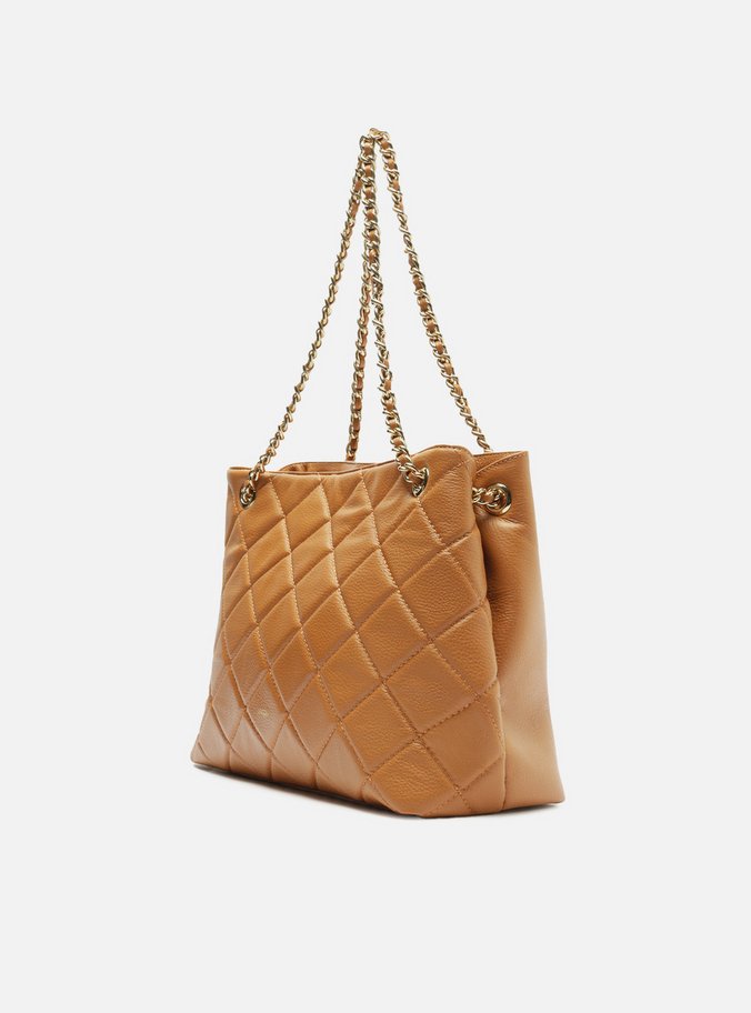 Bolsa Tote Marrom Couro Matelassê Média