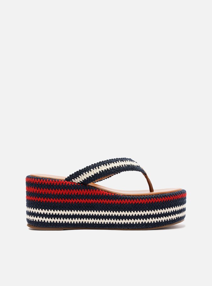 Tamanco Marrom Flatform Tecido Mix