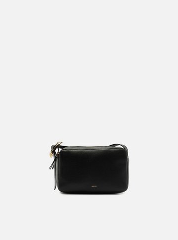 Arezzo — Bolsa Tiracolo Preta Couro Pequena Fivela Dourada