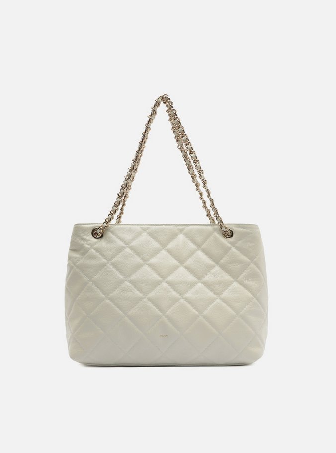 Bolsa Tote Branca Couro Matelassê Gab Média