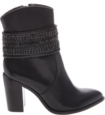 Bota Couro Cano Médio Night Shine Preta