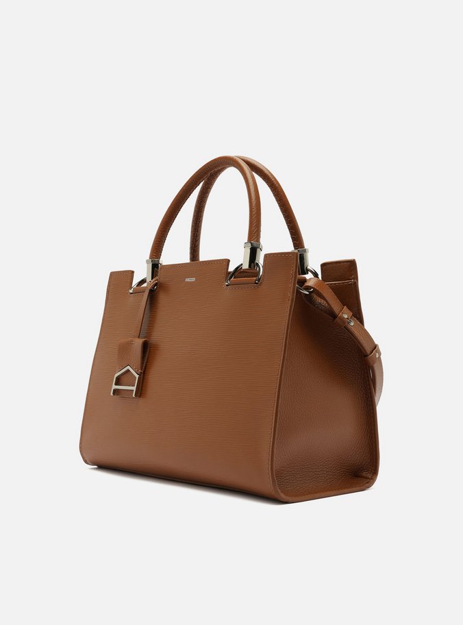 Bolsa Tote Marrom Cúrcuma Couro Abraccio Grande