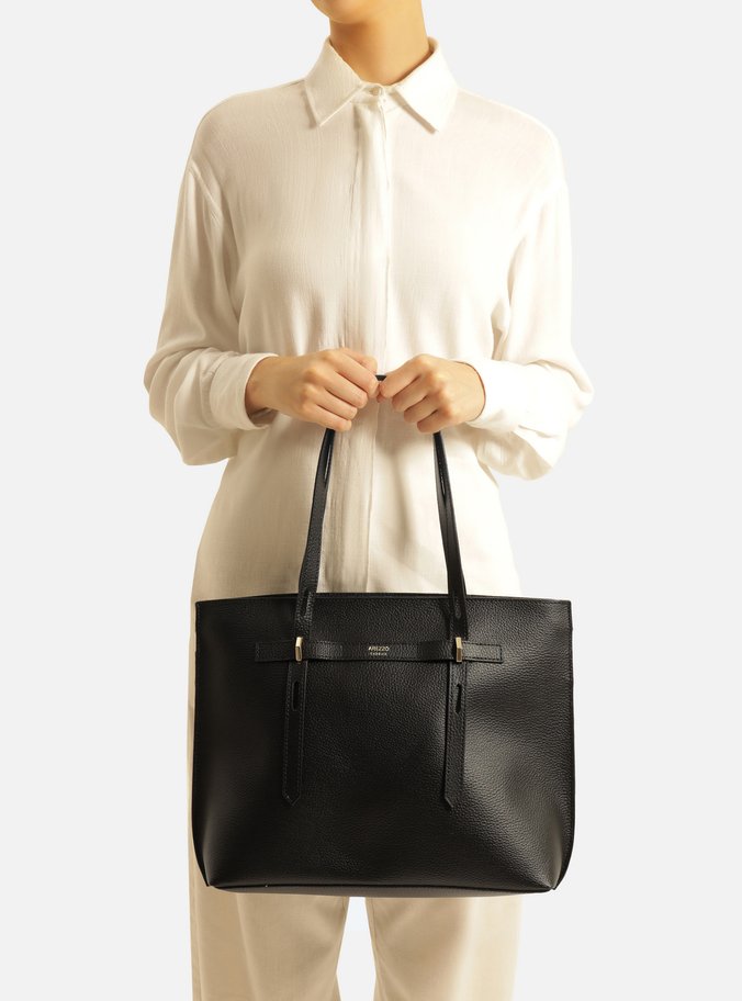 Bolsa Shopping Preta Grande Alças Metais