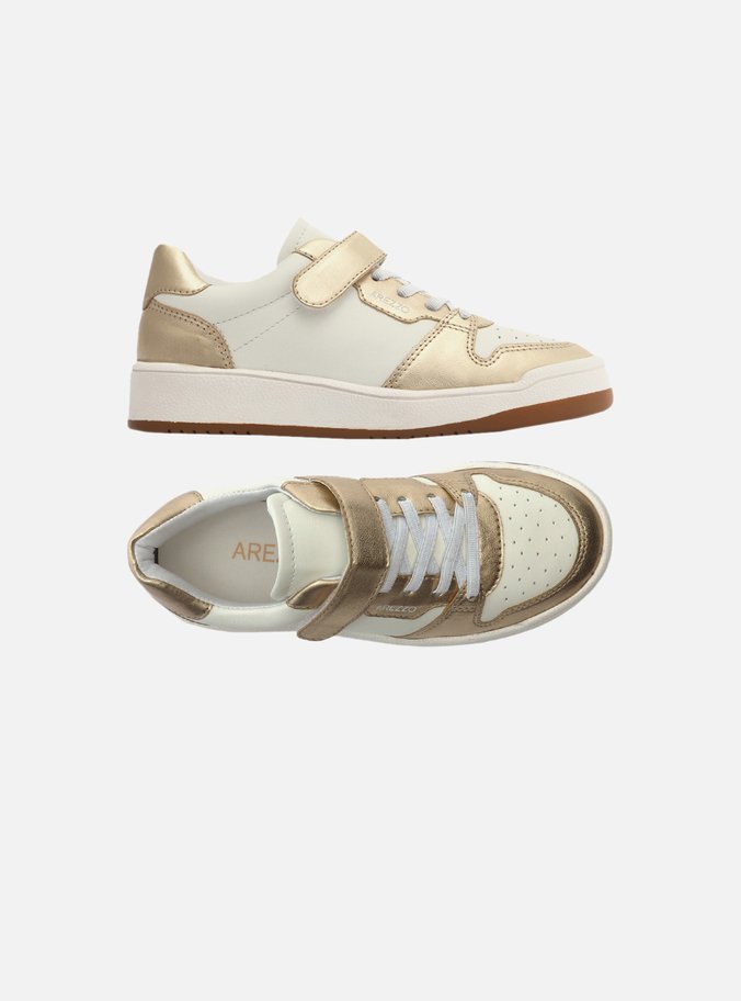 Tênis Infantil Dourado Cadarços Branco
