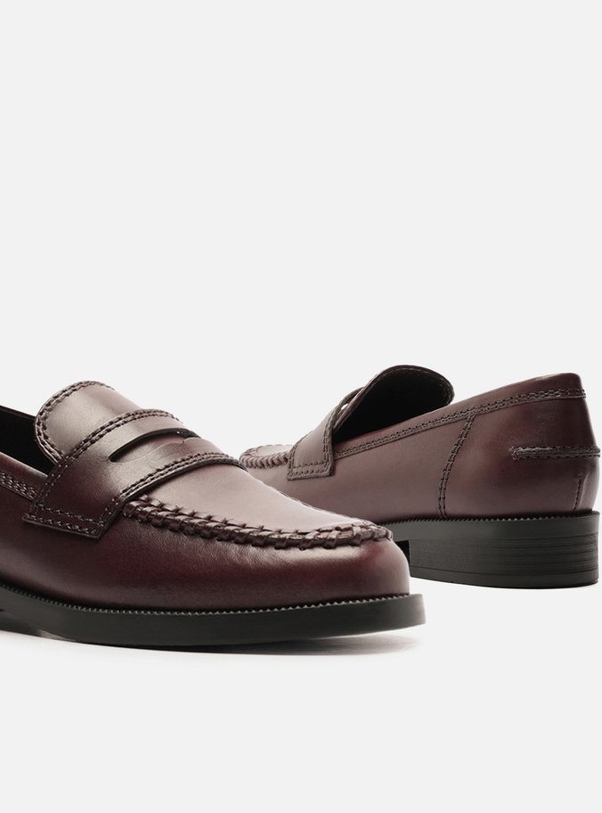 Mocassim Marrom Couro Bloco Costuras