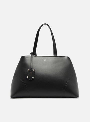 Bolsa Tote Preta Grande Costuras Bag Charm