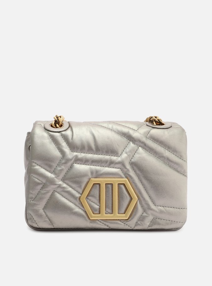 Bolsa Tiracolo Prata Couro Emma Sporty Média