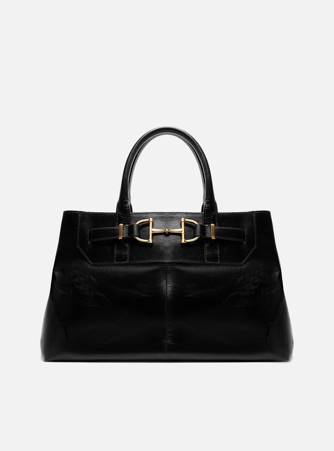 Bolsa Tote Preta Couro Grande Bridão