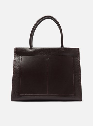 Bolsa Shopping Marrom Grande Bolso Costuras