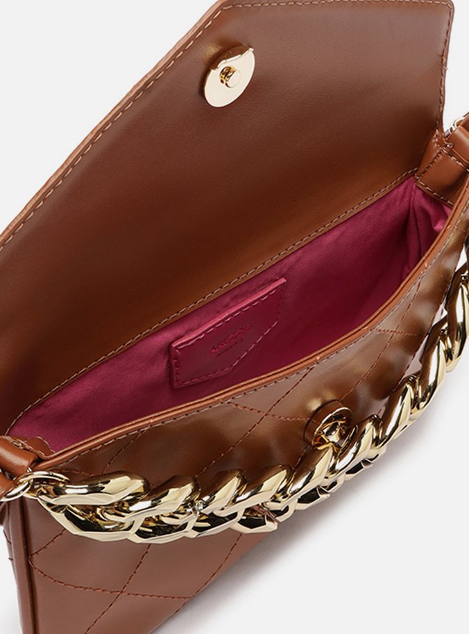 Bolsa Tiracolo Marrom Pequena Corrente