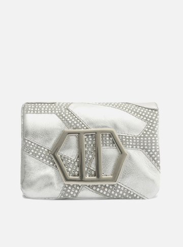 Bolsa Tiracolo Prata Couro Emma Strass