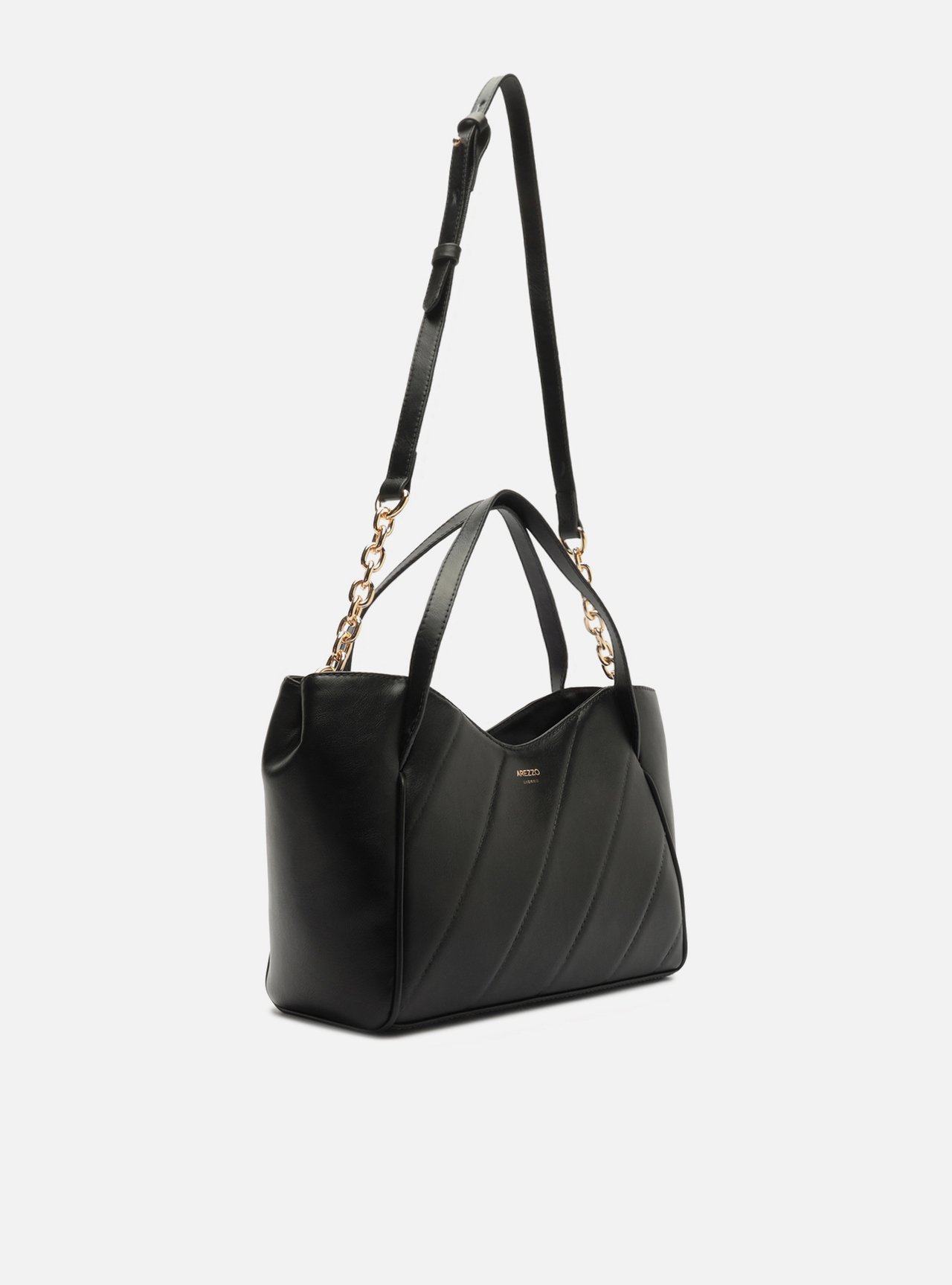 Bolsa Tote Preta Média Matelassê Alça Corrente — foto 5
