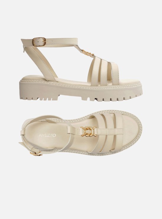 Papete Off-White Couro Salto Baixo Tratorada