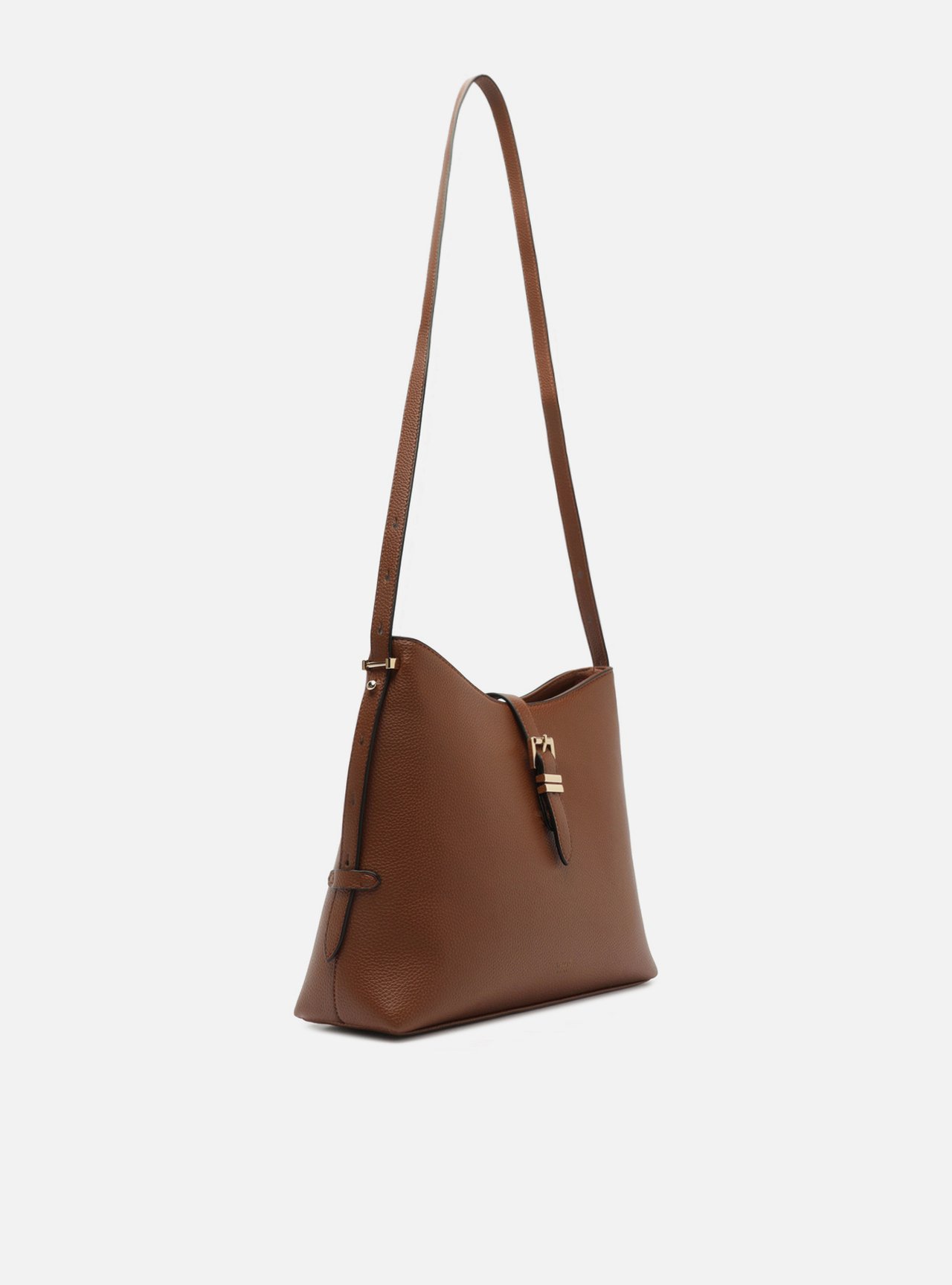 Bolsa Tiracolo Marrom Grande Fivela Dourada — foto 5