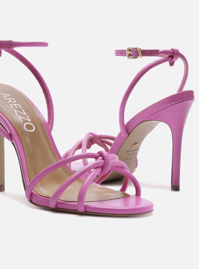 Sandália Rosa Salto Fino Custom Anklet