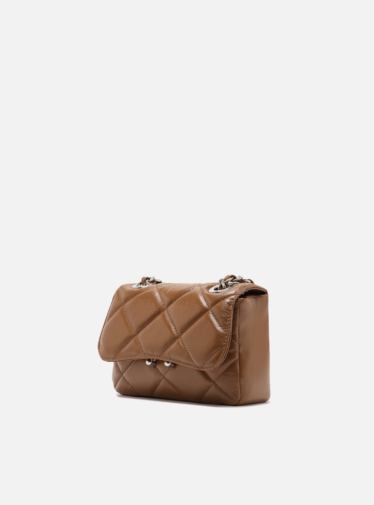 Bolsa Tiracolo Marrom Couro Pequena Matelassê — foto 2
