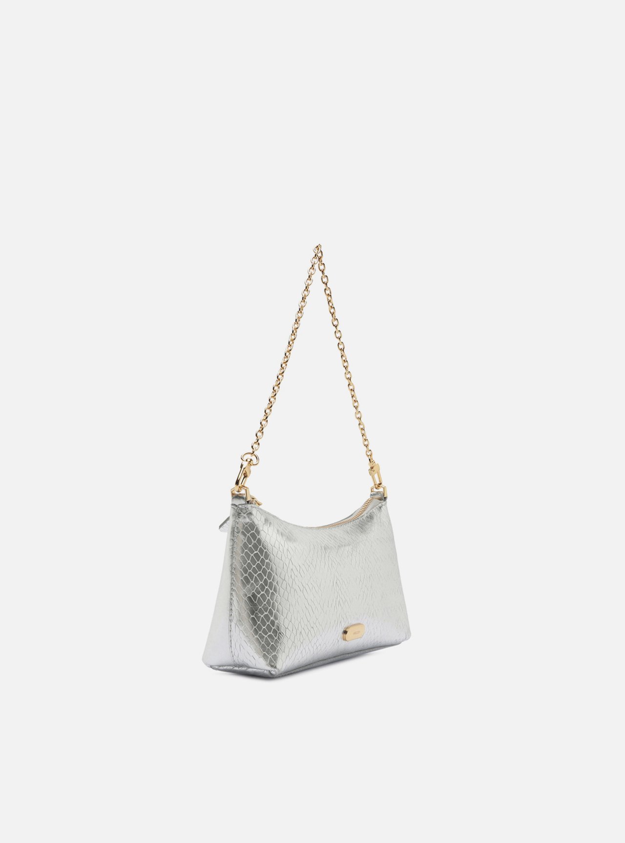 Bolsa Shoulder Preta Couro Média Snake Corrente — foto 5
