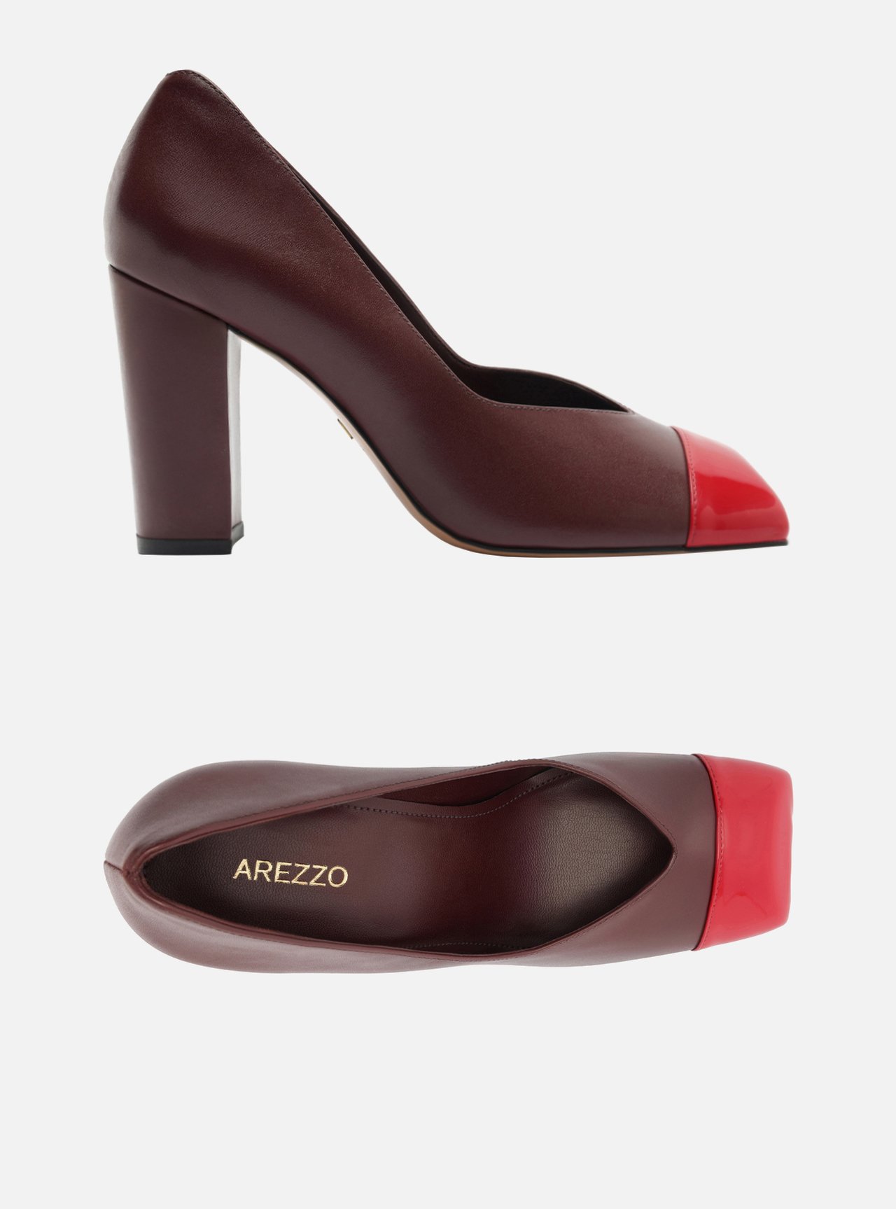 Scarpin Vermelho Multimaterial Salto Bloco — foto 6