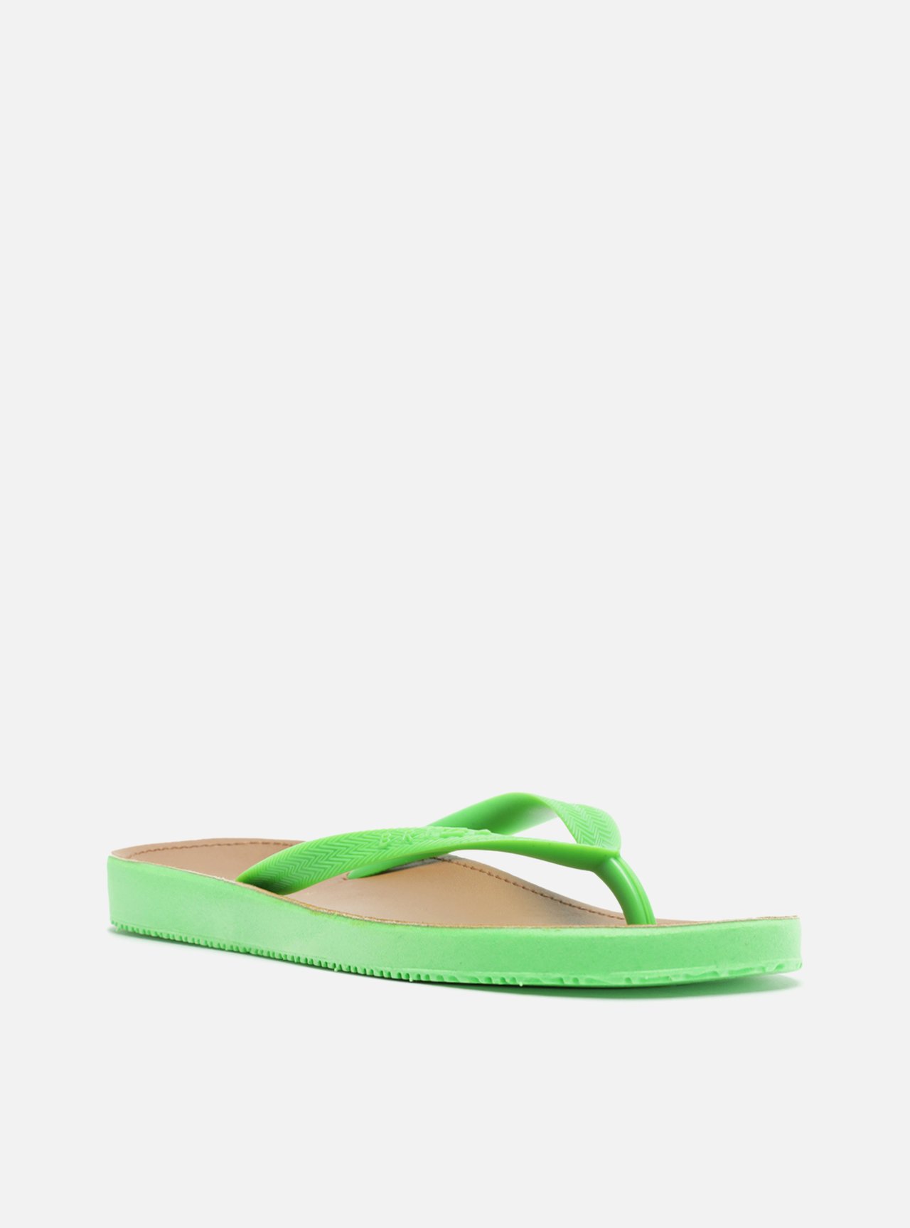 Chinelo de Dedo Verde Palmilha Marrom — foto 2