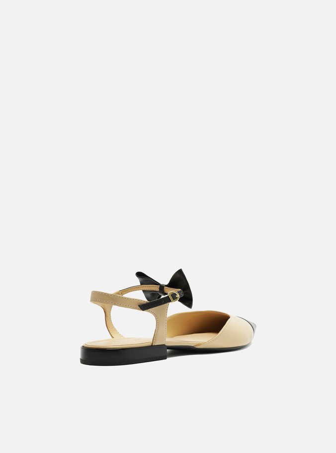 Sapatilha Nude Couro Aberta Laço Classy