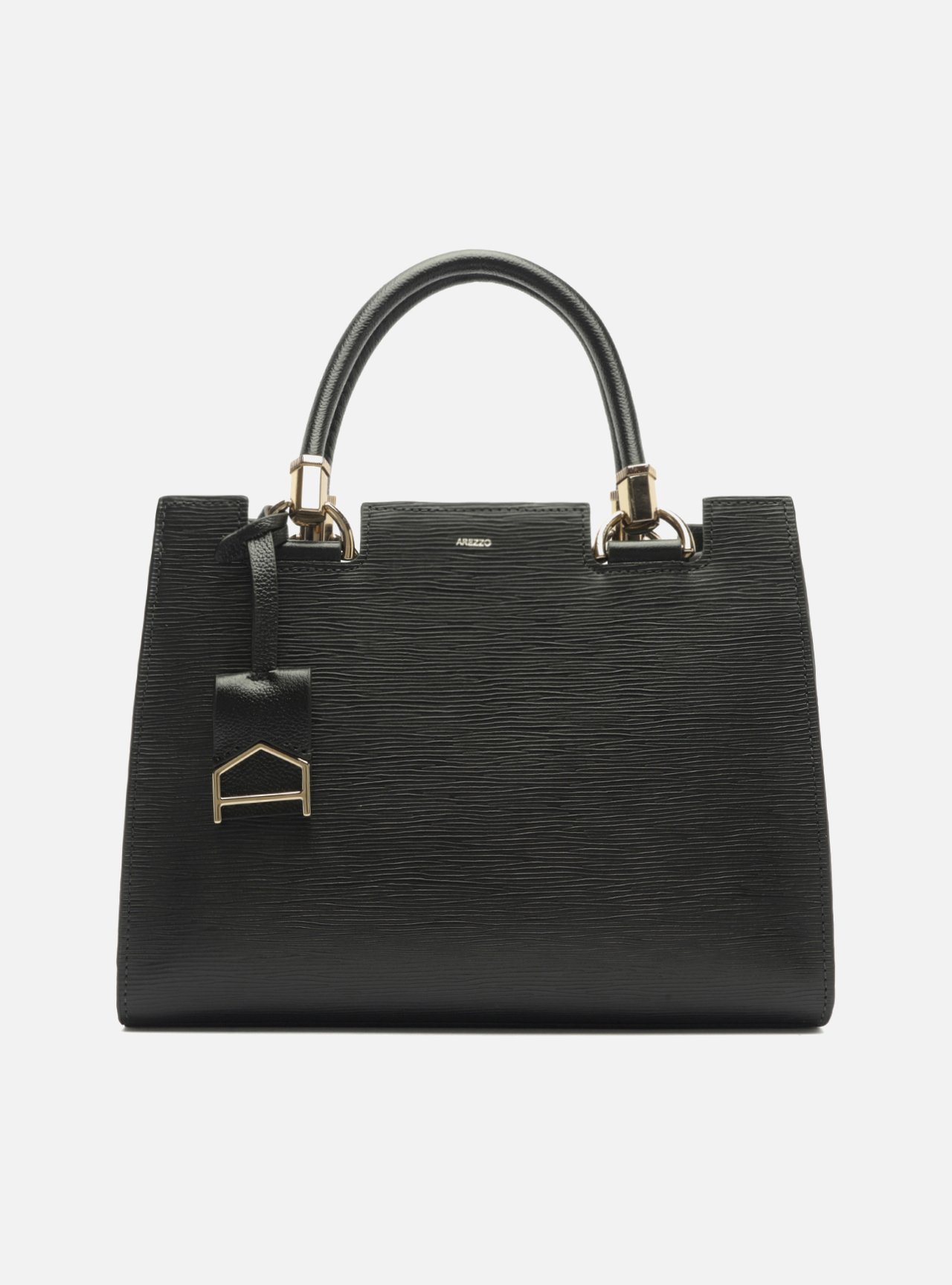 Bolsa Tote Preta Couro Abraccio Grande — foto 1